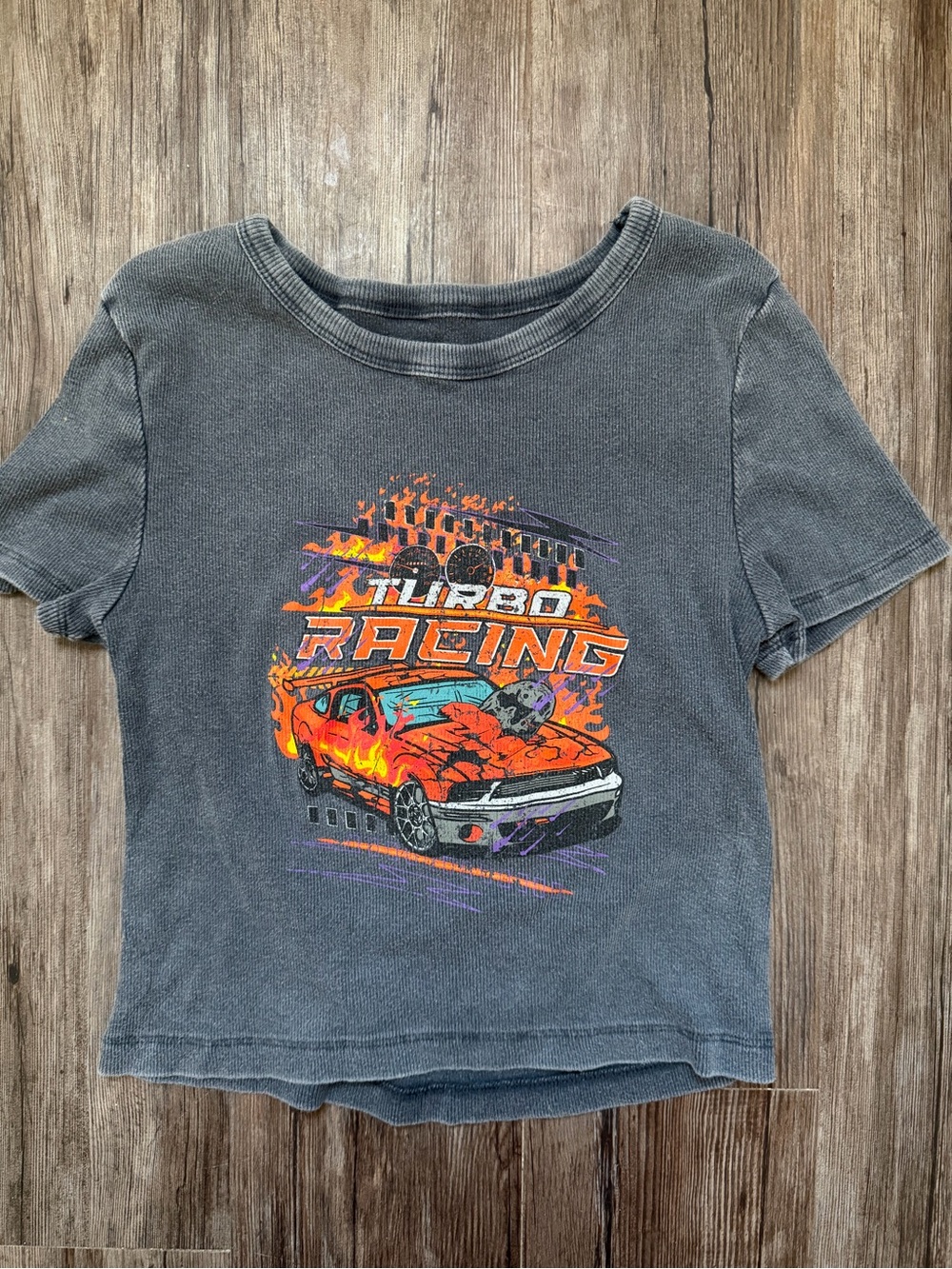 GTurbo Racing Graphic Crop Tee - Gray